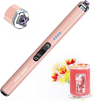 Electric Candle Lighter Valentines Day Gifts for Women Mom Men Dual Arc USB Rechargeable Windproof Lighter for Candle BBQ Birthday Camping Gift IdalsRose Gold