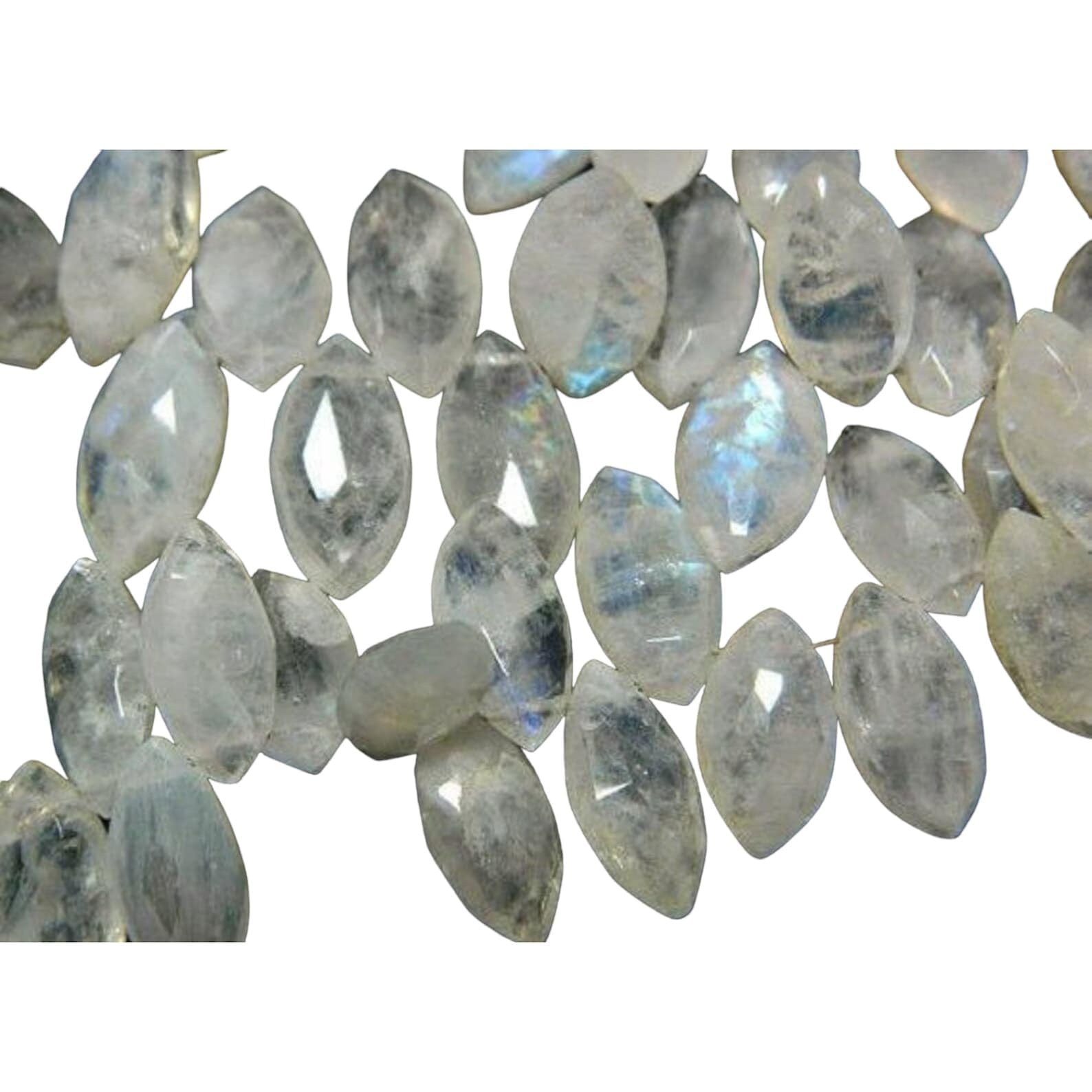 Perles de marquise en pierre de lune arc-en-ciel facettées 7x14mm pour création bijoux DIY 15pcs