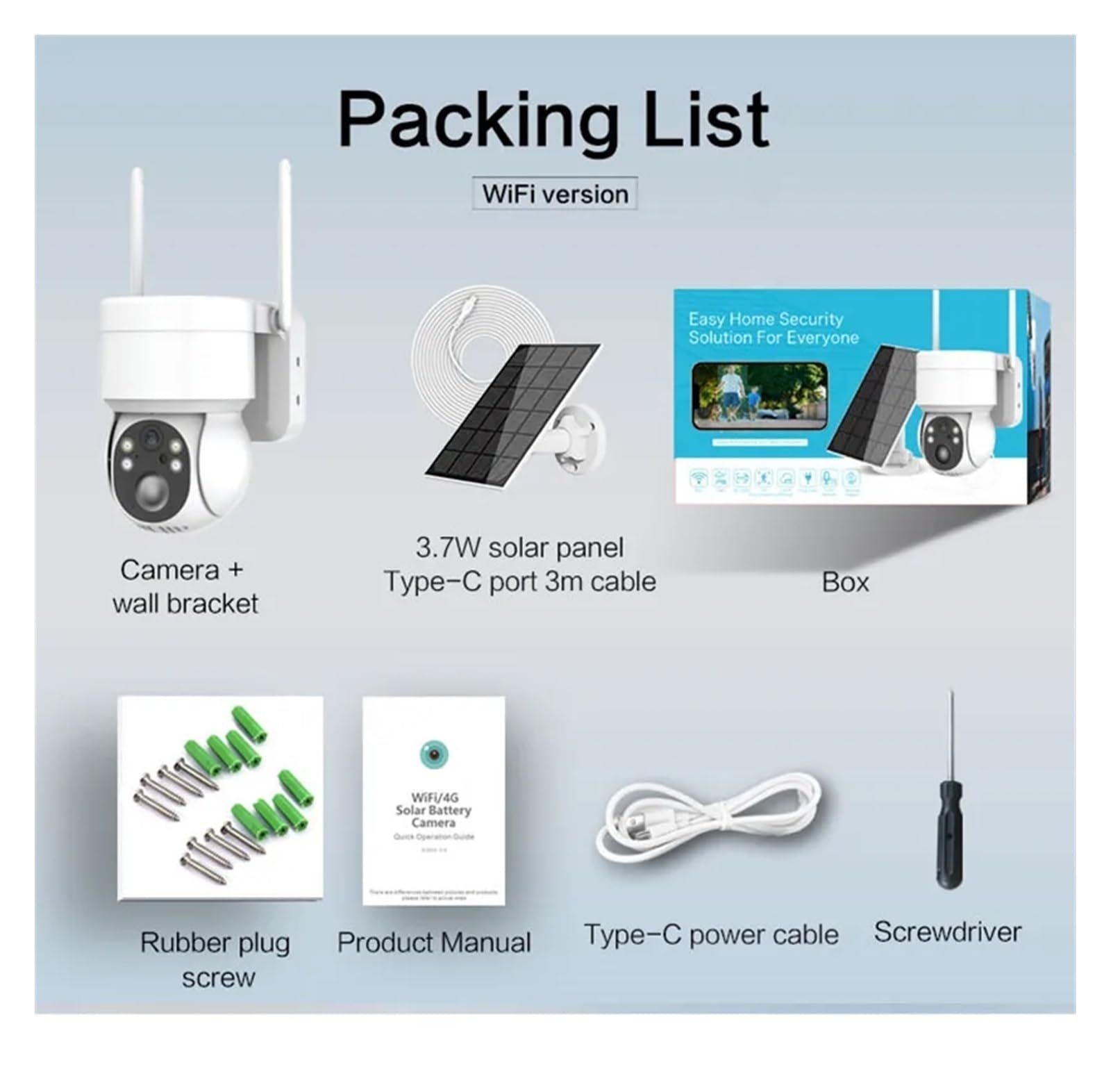 Camera Surveillance, Caméra Solaire PTZ 4MP caméra de sécurité Solaire sans Fil CCTV Batterie extérieure caméra IP PTZ Rechargeable avec Panneau Solaire,Sécurité, Antivol(WiFi Camera Only)