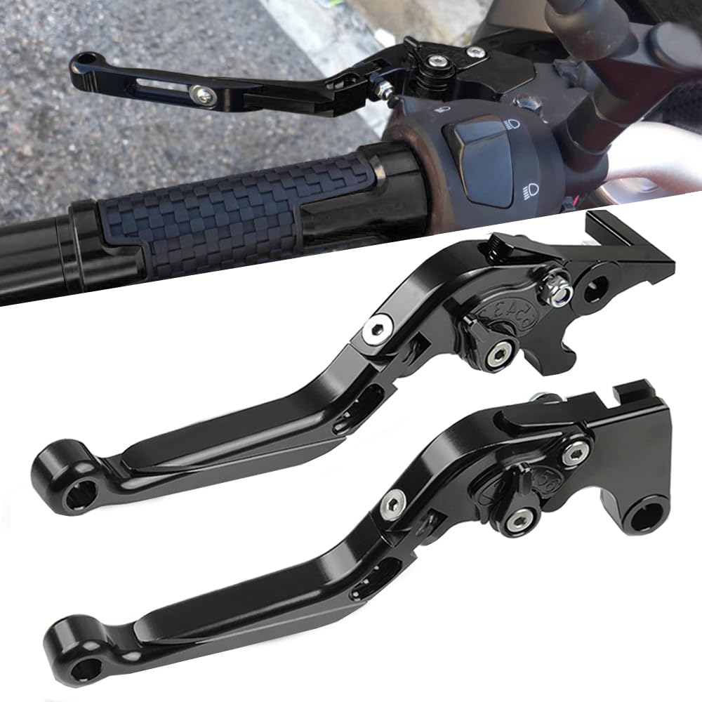Z750 Moto CNC Palanca de Manetas Embrague de Freno Regulables para Z750 Z 750 2007-2013 Z800 Z 800 E 2013-2017(Negro)