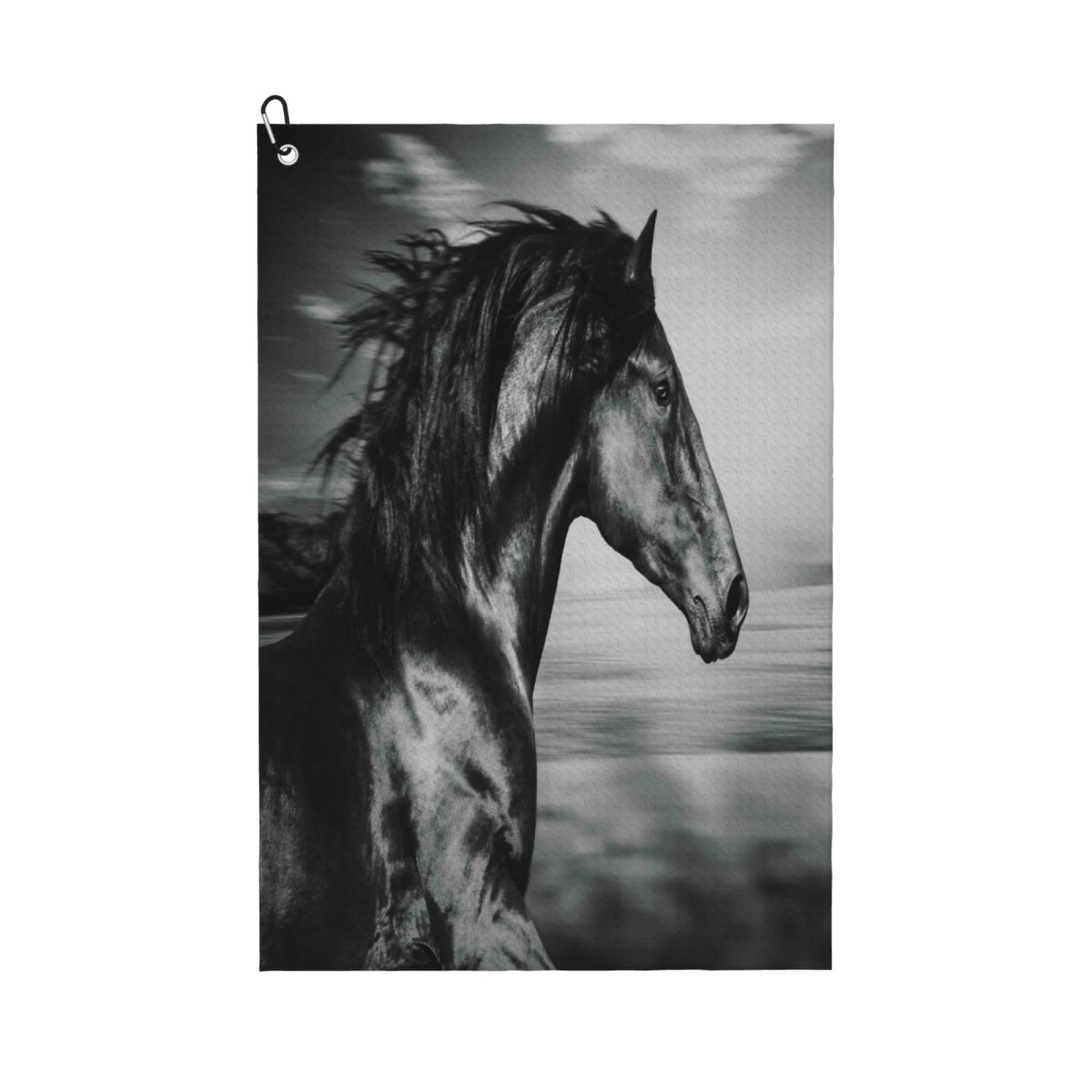 AOOEDM Running Horse Print Golf Towel with Carabiner Clip Absorbent Microfiber Golf Towel for Cleaning Golf Ball Club Putter Iron for Golf Bag Trolly Belt Loop 16" X 24"