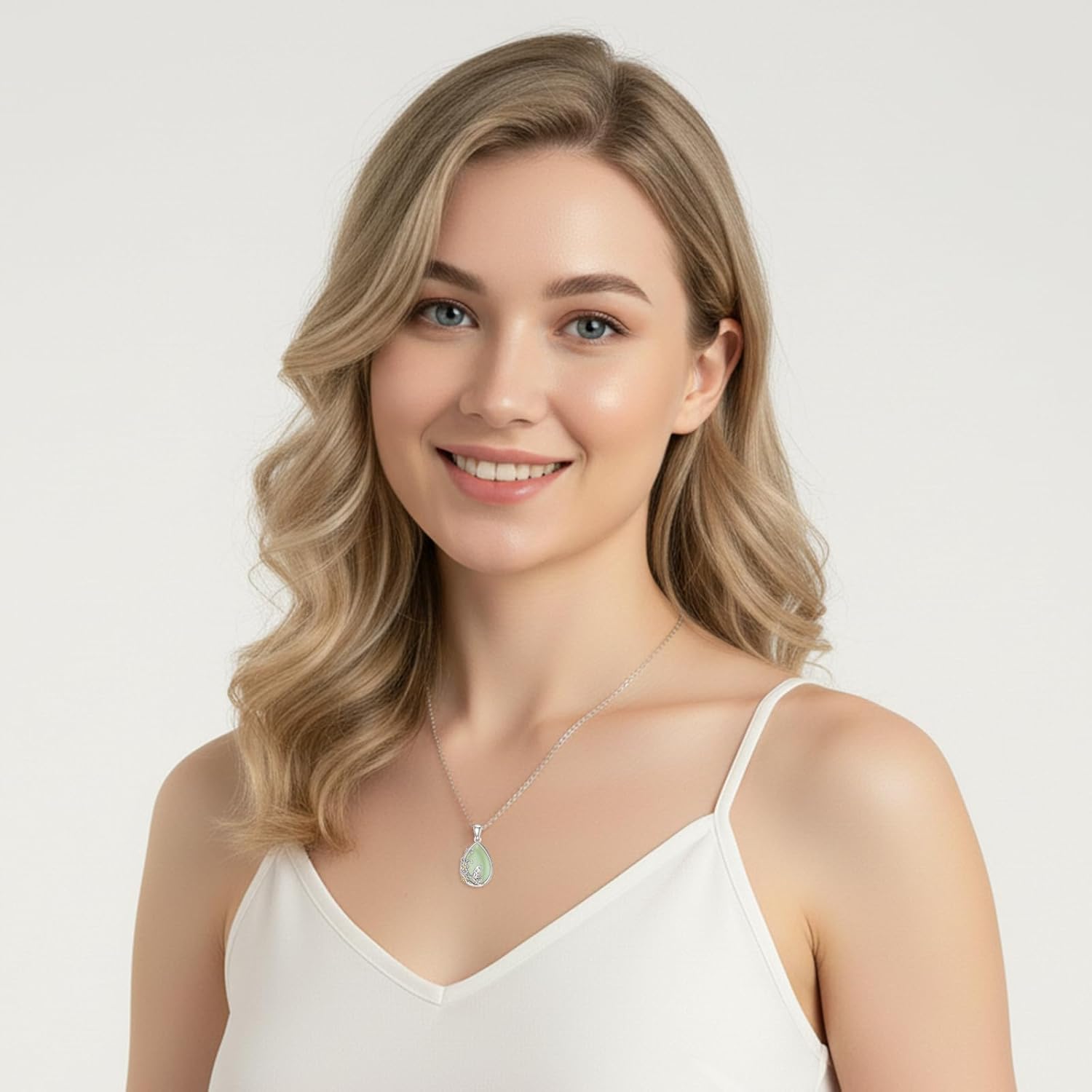 KiiKii Green Jade Necklace for Women Sterling Silver Cat/Sloth/Koala/Hummingbird/Cardinal/Phoenix/Tree of Life/Butterfly/Owl/Axolotl Pendant Natural Jade Jewelry Christmas Gifts for Wife Mom - Image 4