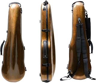Vetimobato Dazzling Hard Shell Violin Case 4/4 Full Size Strong Light Carbon Fiber Violin Box Cello style Shaped Flight Case with Straps Travel Violin Case (Bronze)