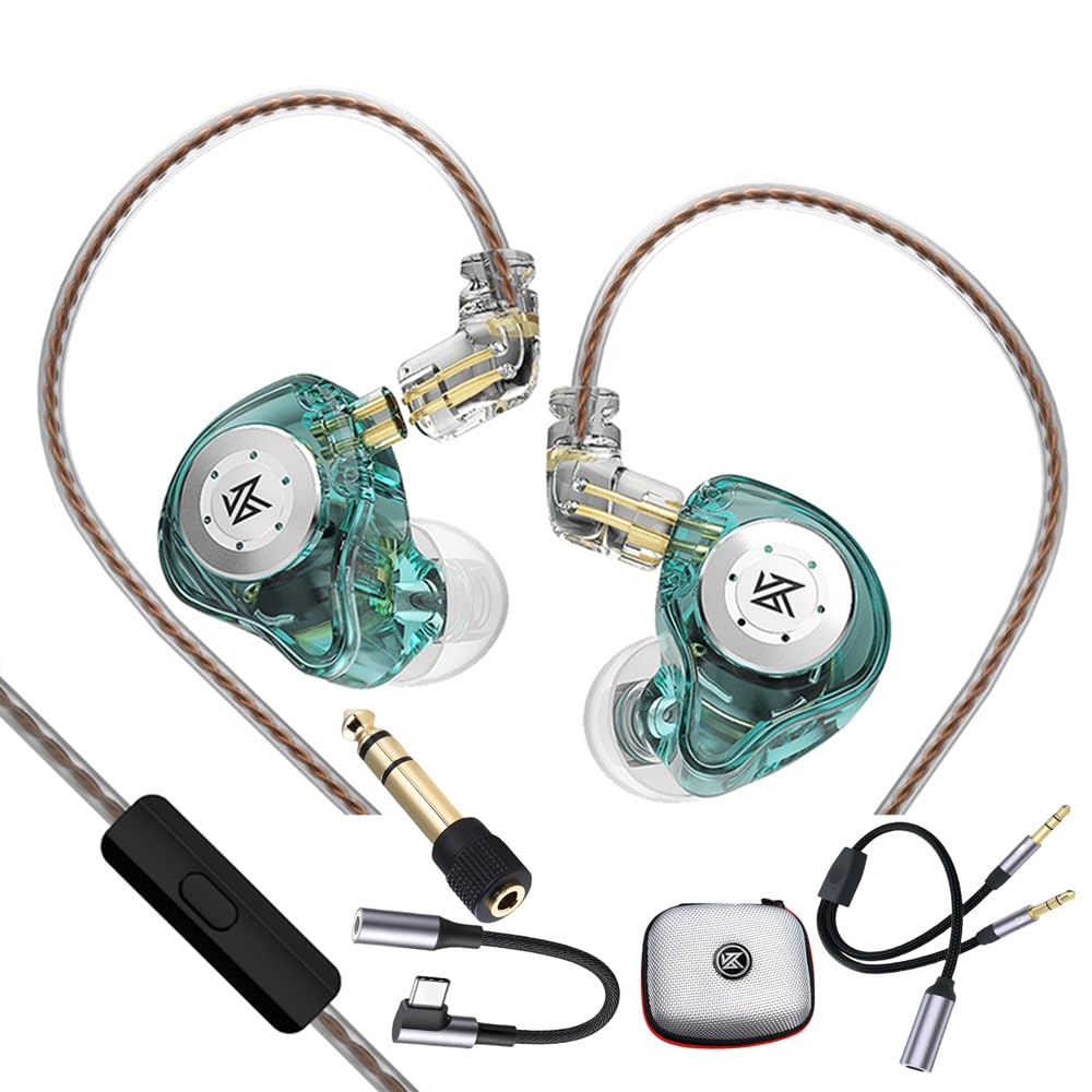 Zengli KZ EDX Pro - Auriculares con Monitor Dentro del oído KZ IEM Dual DD HiFi estéreo Sonido Etapa con Cable cancelación de Ruido (Azul con micrófonos Todo En Uno) - azul con micrófonos Todo En Uno
