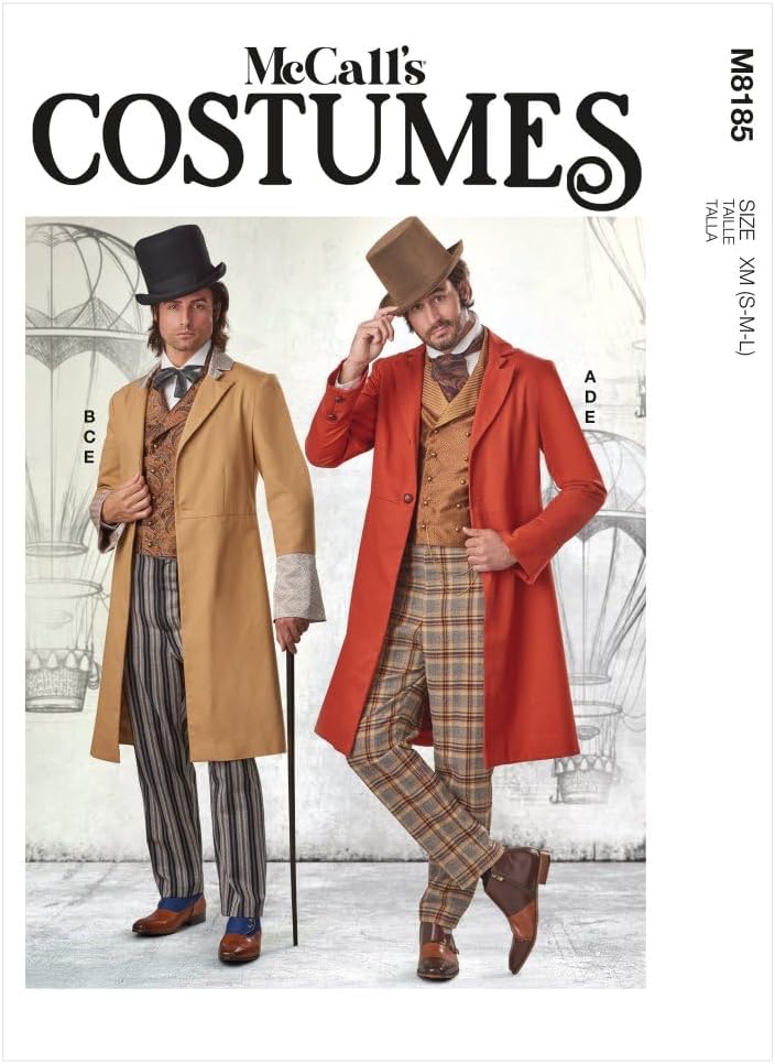 McCall M8185XM Men's Costume Sewing Pattern Kit, Victorian Gentleman, Code M8185, Sizes Small, Medium, Large