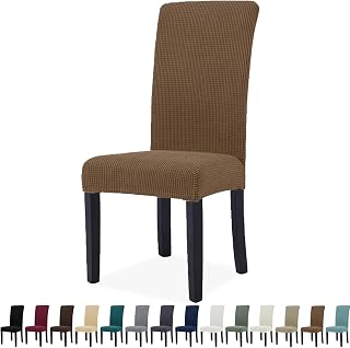 Fundas Sillas De Comedor Pack 2, Fundas Sillas Ajustables, con Respaldo, Súper Elástica, Universal, Fácil De Instalar, Lavables, para Comedor Sala Cocina, Marrón