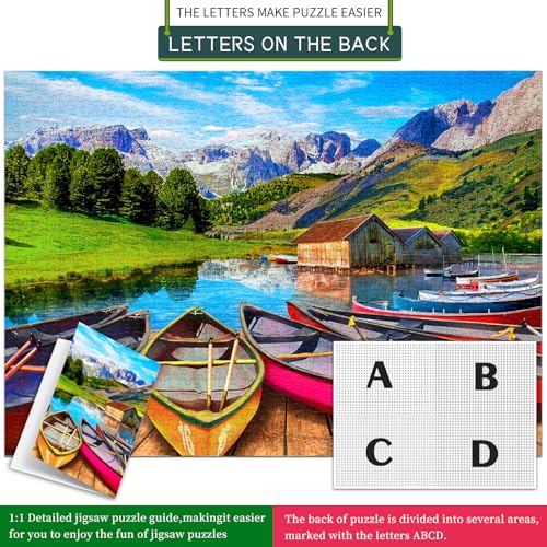 Rompecabezas de 1000 piezas de lago alpino italiano, hermoso paisaje natural, relajante para adultos y adolescentes, decoración para pared del hogar, regalo para noche de juegos en familia miniatura 5