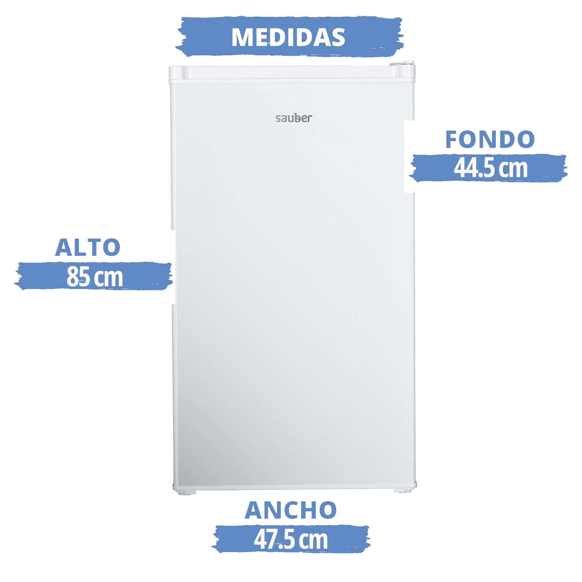 Sauber, Frigorífico compacto Una Puerta SERIE 1-85, E, Altura 83,5 x 48cm, Puerta Reversible, Blanco, Congelador mantenedor, Cajón, Luz Interior, Control Tempera, ENTREGA Y RETIRADA USADO EN DOMICILIO