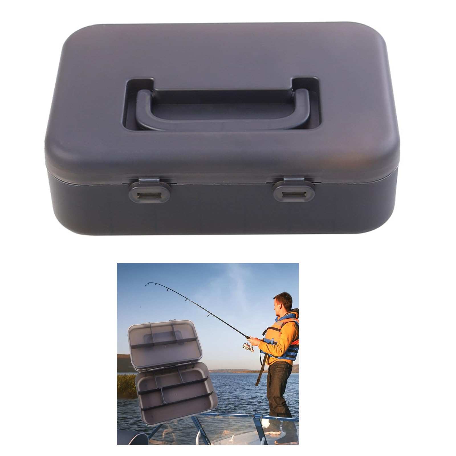 Shurhome Fishing Tackle Box Lure Storage Box Double Layers Organizers With Removable Dividers Portable Storage Tray Organizers