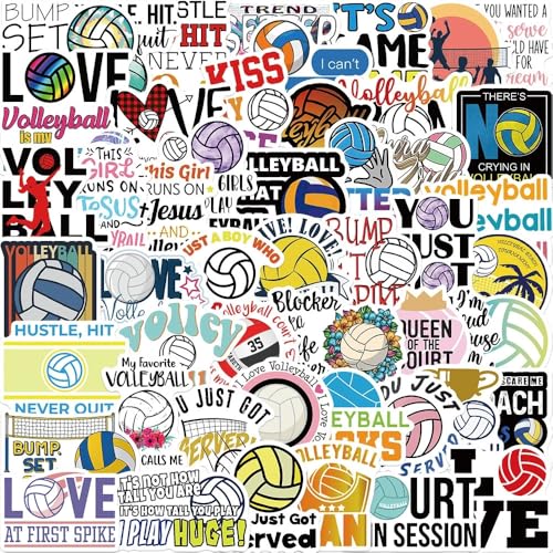 50PCS Volleyball Stickers for Teens Boys Girls Kids Adults,Cartoon Ball Sports Waterproof Decals for Water Bottle Luggage Guitar Car Phone Skateboard Helmet Bike Laptop Journal Bicycle