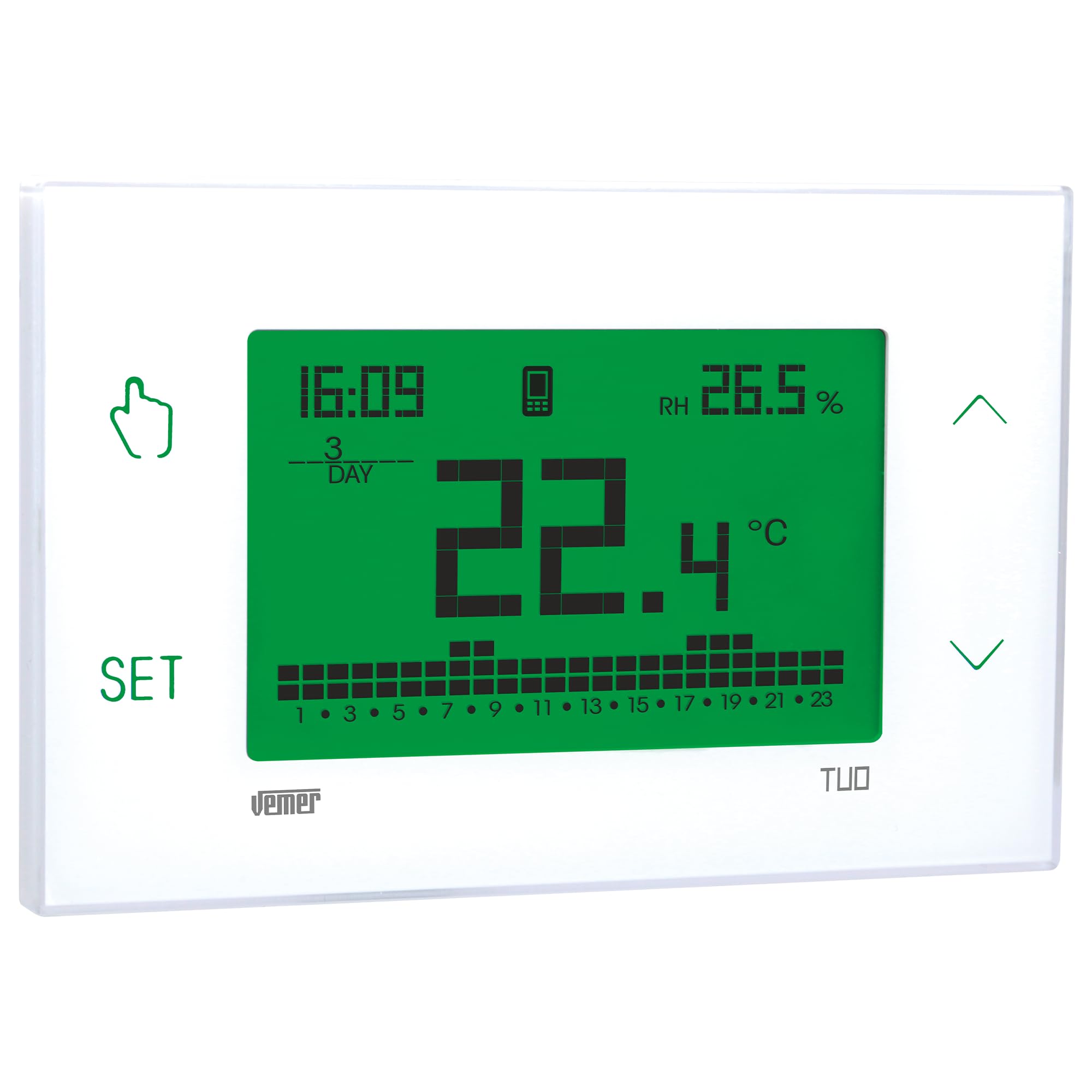 VEMER VE795800 TUO 4G - Termostato 4G-LTE con SIM Dati Inclusa, Cronotermostato Smart con APP, Configurazione Veloce con Bluetooth, Programmazione Settimanale per Caldaia, Alimentazione 230V, Bianco