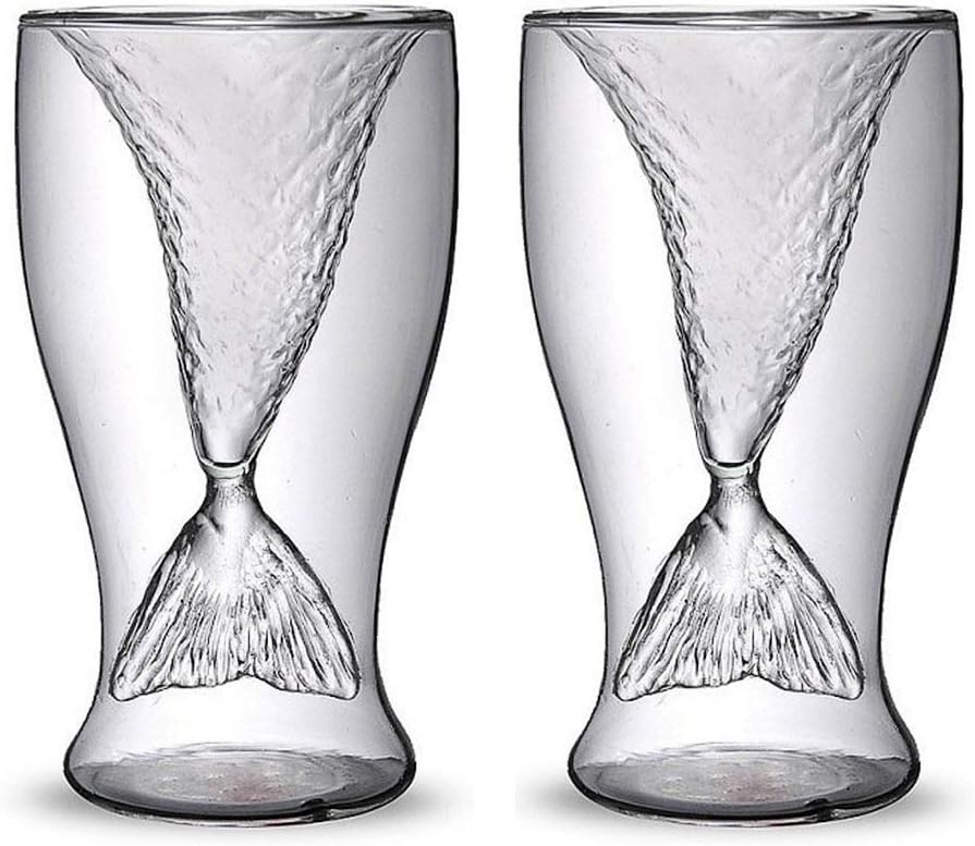 Disumos 2Pcs Creative Mermaid Glass Mug