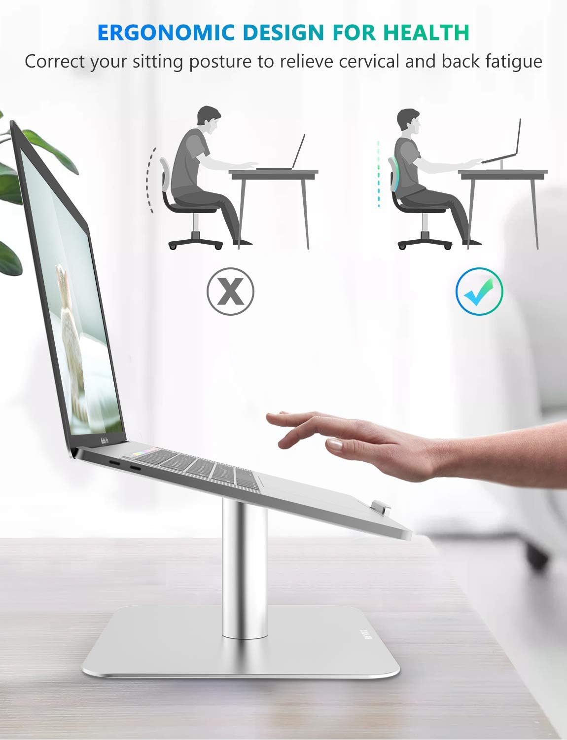 Discount 80% Laptop Stand for Desk - RYYMX Notebook Stand : 360-Rotating Laptop Holder Compatible with 10 to 17 inch Apple MacBook Pro, Air, Dell XPS, HP, Samsung, Acer, Surface and Other Notebooks