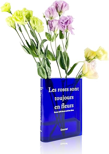 Florero transparente para flores, jarrón acrílico transparente con forma de libro para una decoración única del hogar y un estilo artístico para los