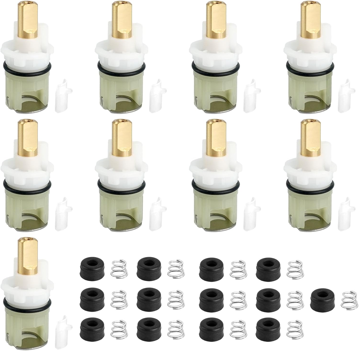 9 Pcs Rp25513 Faucet Stem Replacement with Rp4993 Rubber Seat and Spring Two Handle Cartridge Repair Kit for Kitchen Bathroom Outdoor Faucet