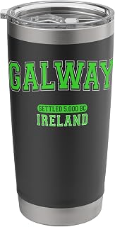Galway Ireland Settled 5,000 BC Vintage Arched Green Letters Stainless Steel Insulated Tumbler