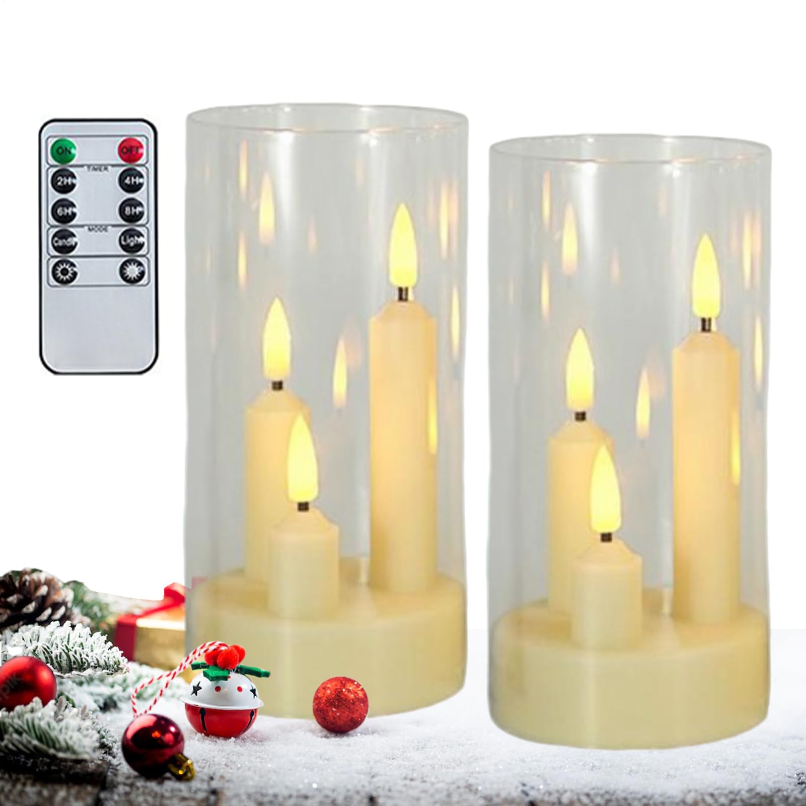 Decoración de mesa para Navidad y boda con dos piezas sin llama 8