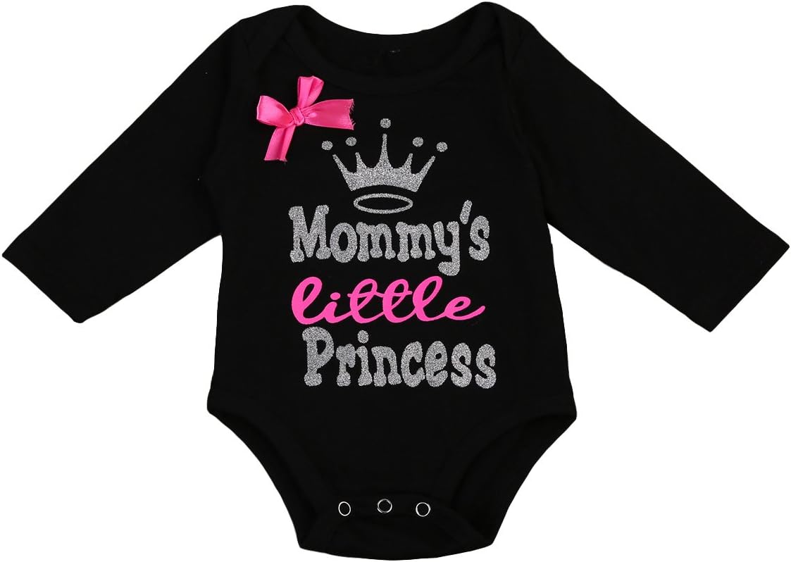 Newborn Baby Girls Clothes Floral “Mommy's Little Princess”“Daddy's Little Girl” Twins Bodysuit Romper Outfit