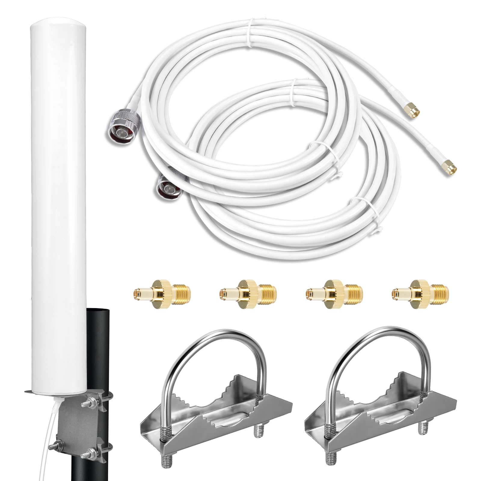 4G LTE 5G 7-12dBi High Gain Antenne d'extérieur 698-3800MHz avec Adaptateur TS9 SMA CRC9, MimoExterne Omnidirectionnelle Compatible avec Le Routeur 4G LTE 5G M1 MR1100 Modem
