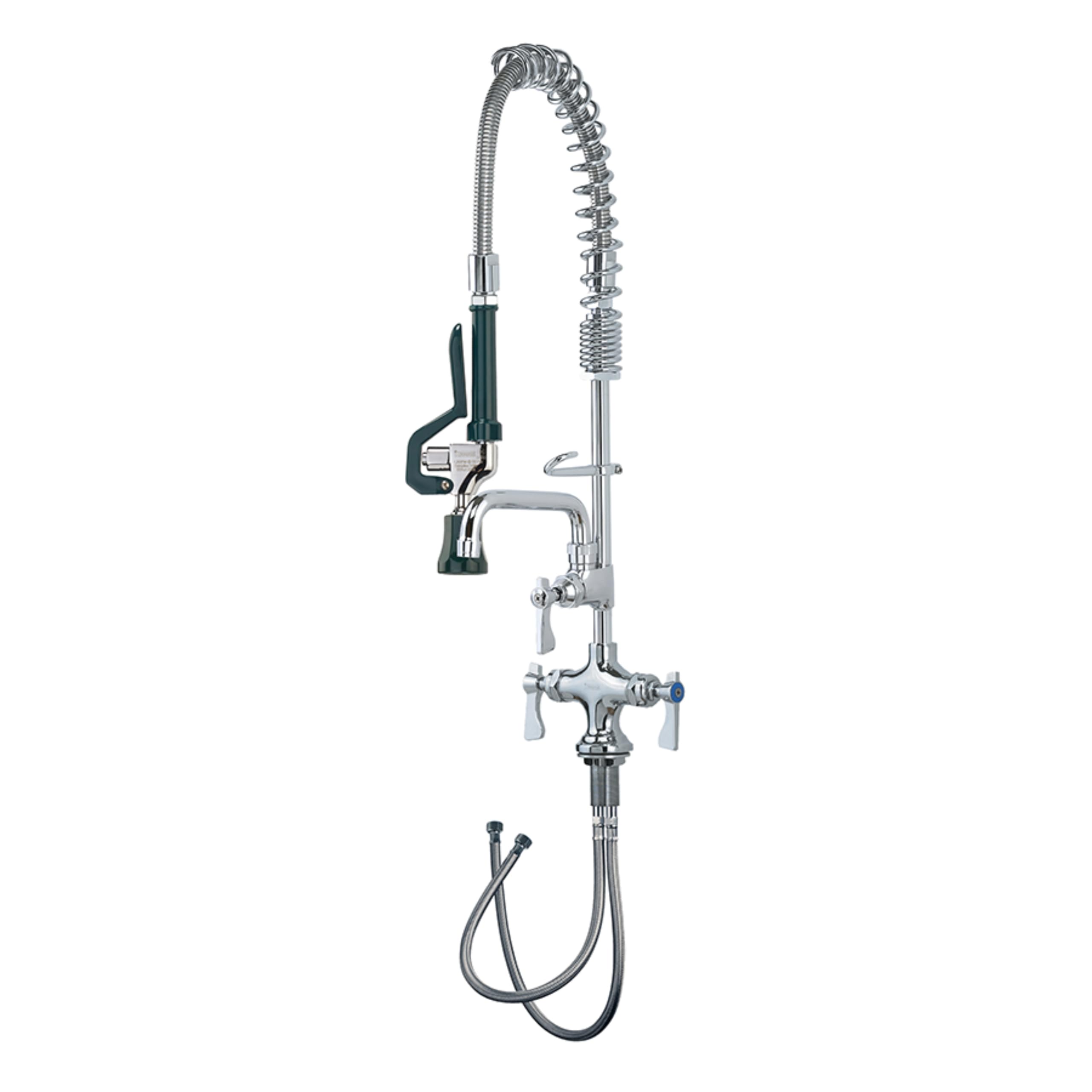 Krowne Royal Series Space Saver Pre-Rinse Assembly – 13"L x 27"W x 4"H, Brass, Brushed Nickel, Model 18-506L