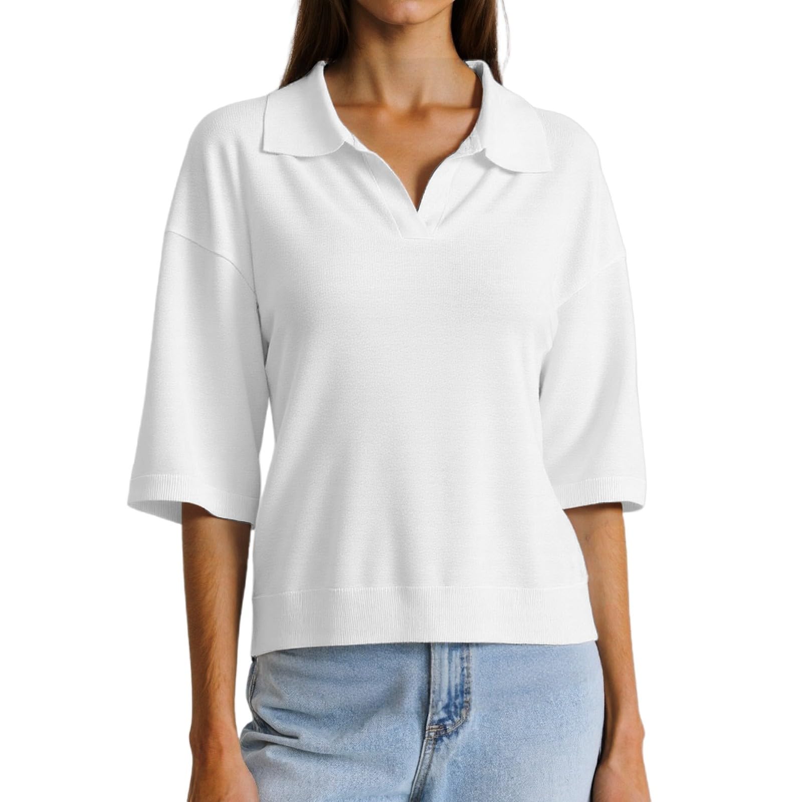 Polo à manches courtes pour femme - Séchage rapide - Pour le golf, le tennis - Léger - Pour l'été - Respirant - Pour le fitness et la course - Avec boutonnière 1/4