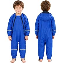 Toddler Kids Rain Suit One Piece Waterproof Coverall Rain Jacket 1-8 Years | Baby Rain Suit with Hood Lightweight Rain Jacket Breathable Reflective Toddler Raincoats