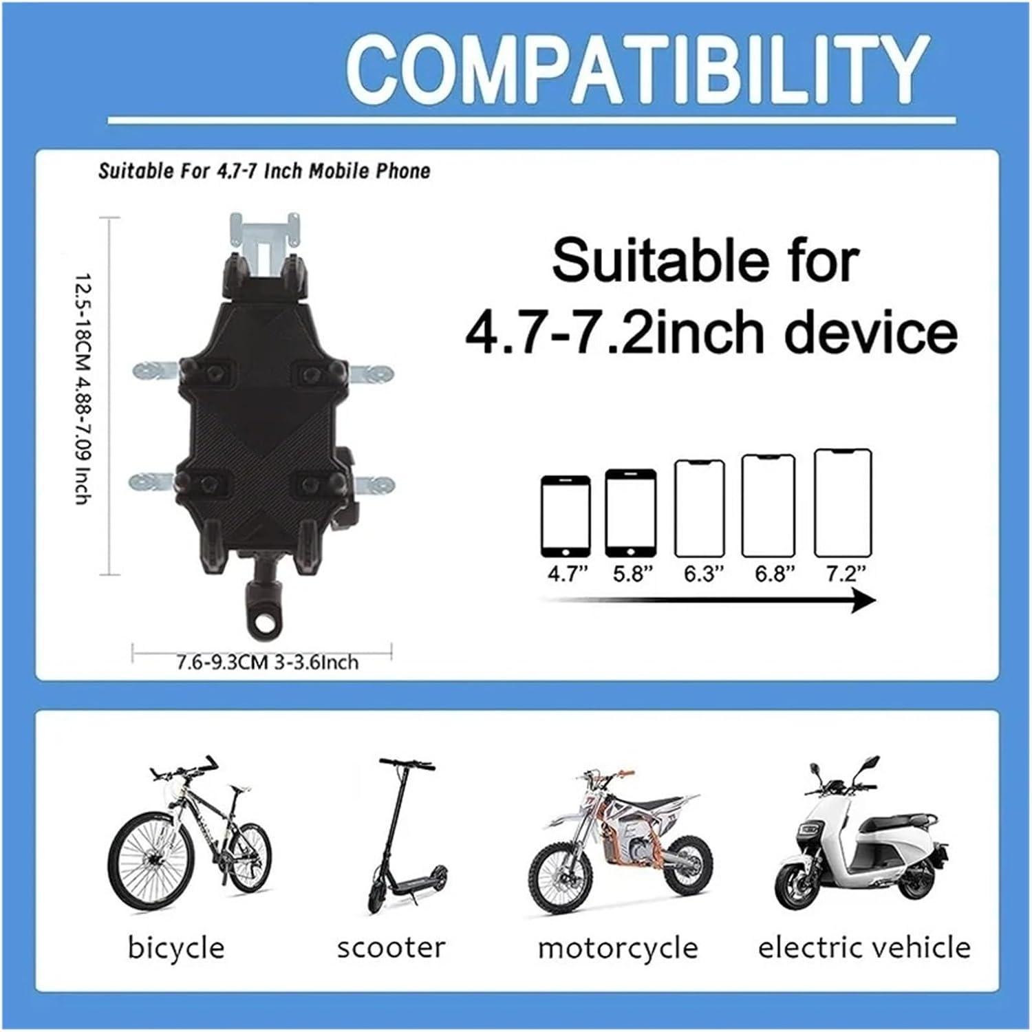 Bike Phone Mount for CL500 CL300 Xre300 Navi 110 CBF125 CBF500 CBF600 CBF1000 Nt1100 Shockproof Handlebar Mobile Phone Holder GPS Bracket Bicycle Phone Holder(Mirror Type)