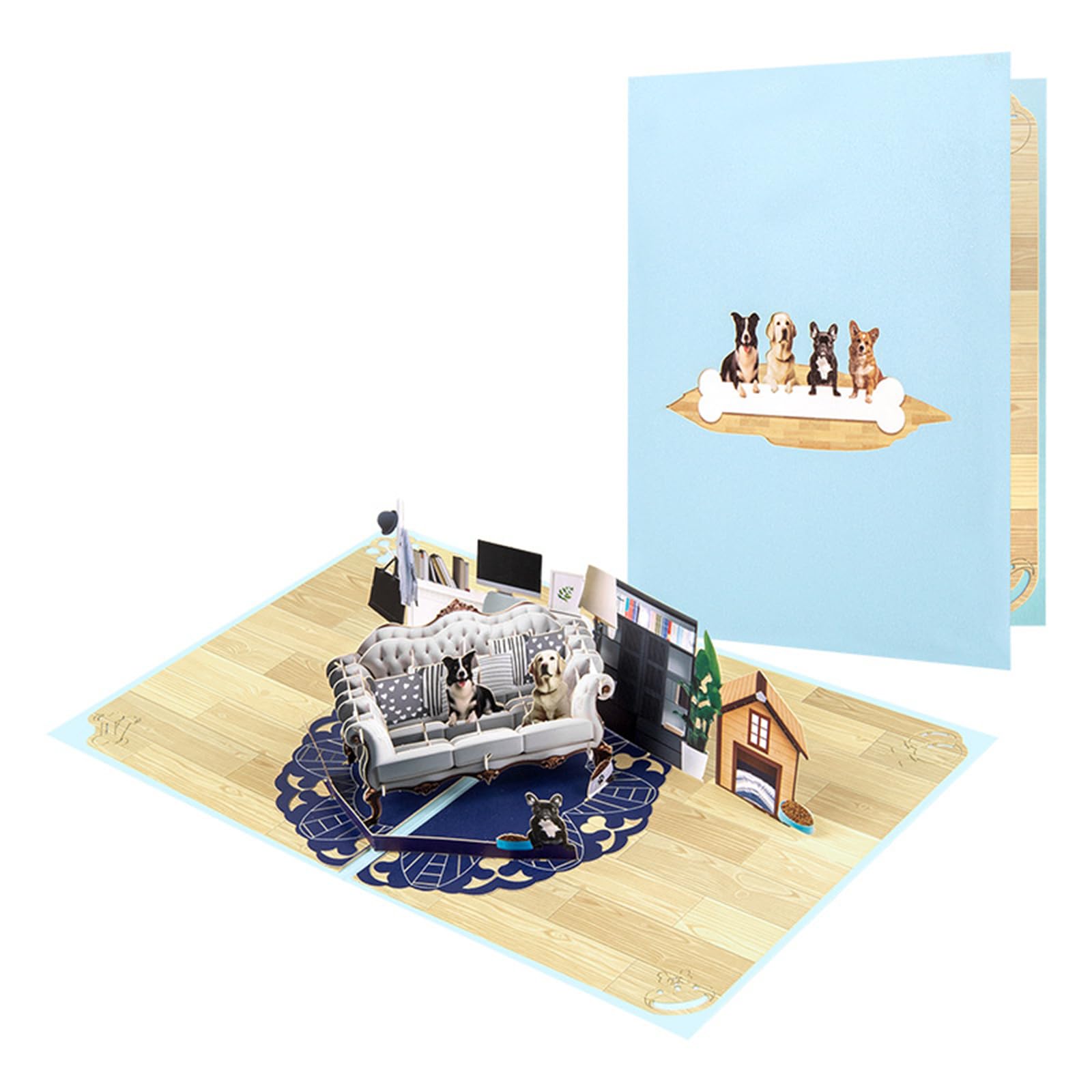 Jazuaiao Exquisites Birthday Card 3D Greetings Cards with Blessing Message Card Unique Dog Theme with Father