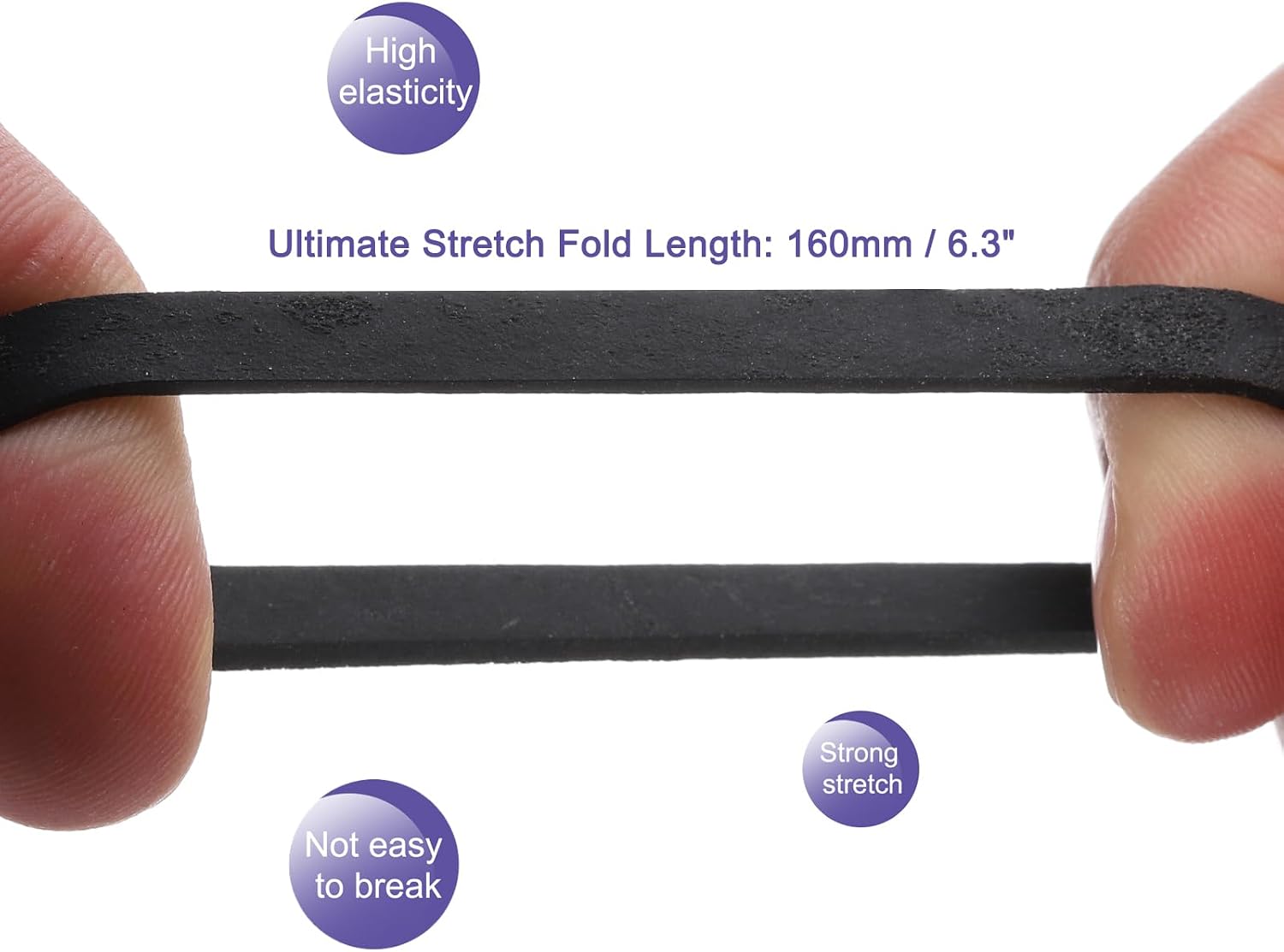MECCANIXITY 100 Pack Rubber Band Stretchable Rubber Elastic Band Black 20mm x 1.4mm Hair Rubber Bands for Home Office