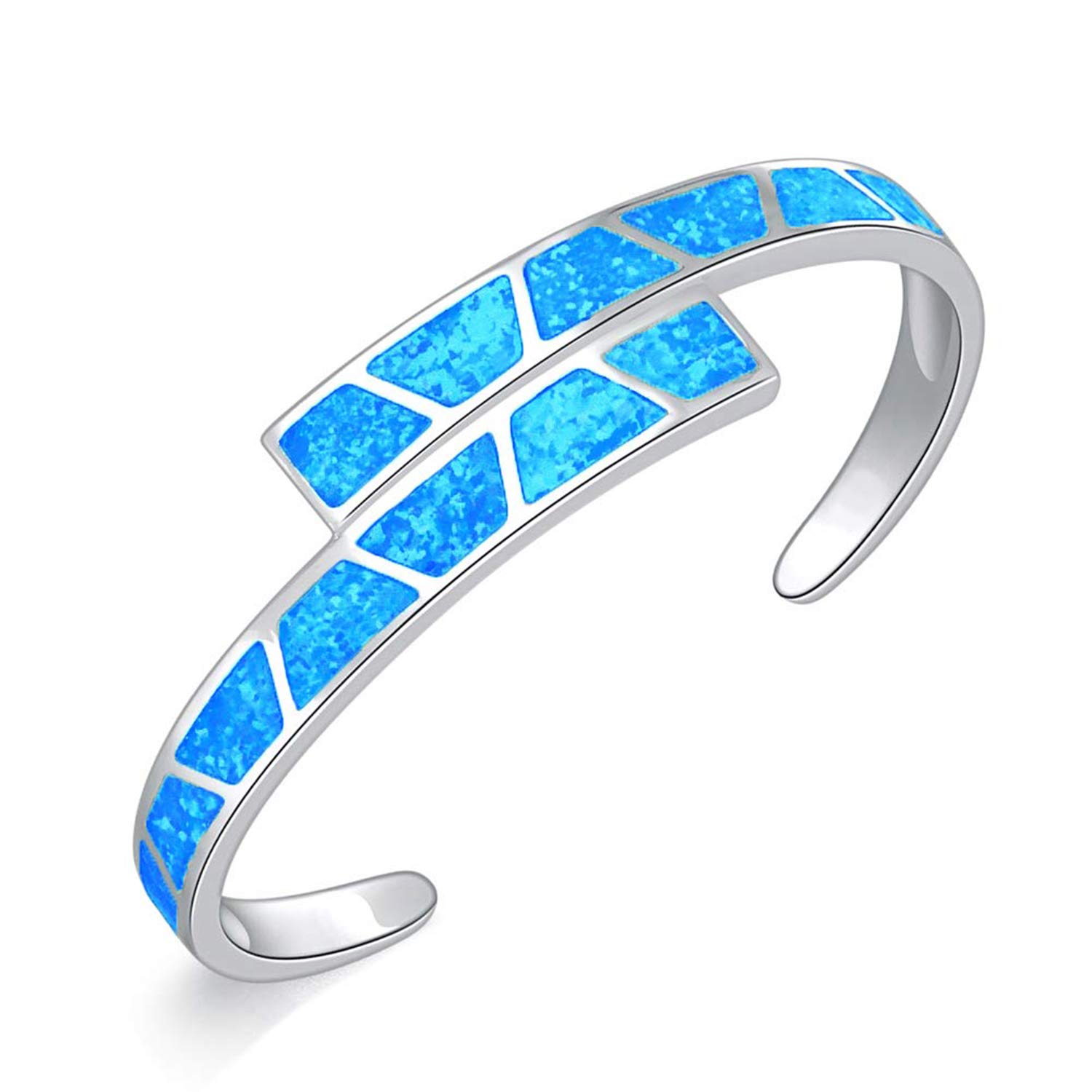 CiNily Womens Cuff Bracelet,Opal Bangle Bracelets Gold Plated Hypoallergenic Ladies Gemstone Open Cuff Bangle Bracelet