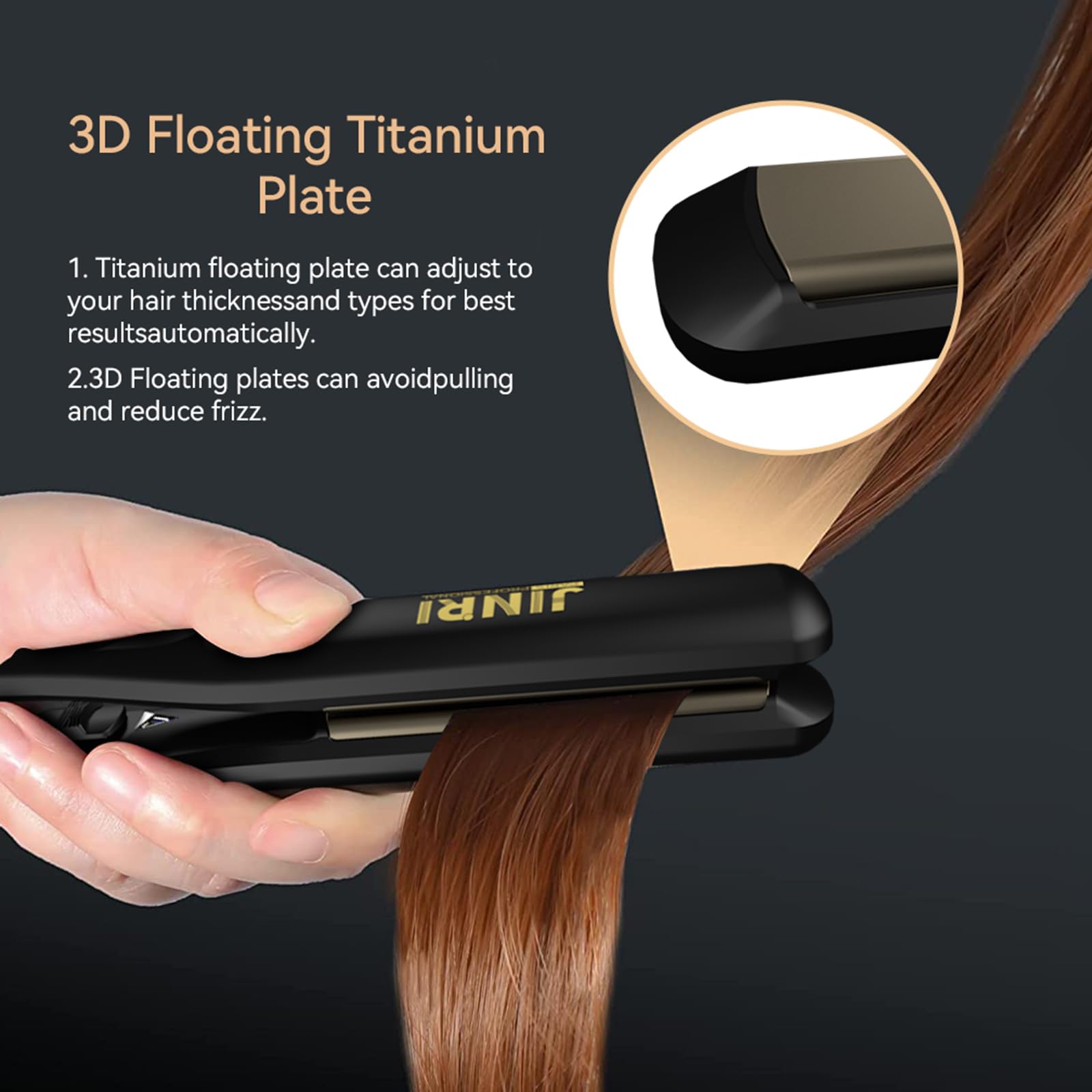 Mini plancha de pelo voluminizadora, volumen bombeado, plancha plana de cerámica, rotación de cola de 360°, volumen duradero para cabello corto o fino, doble voltaje (100-240 V), color negro 5