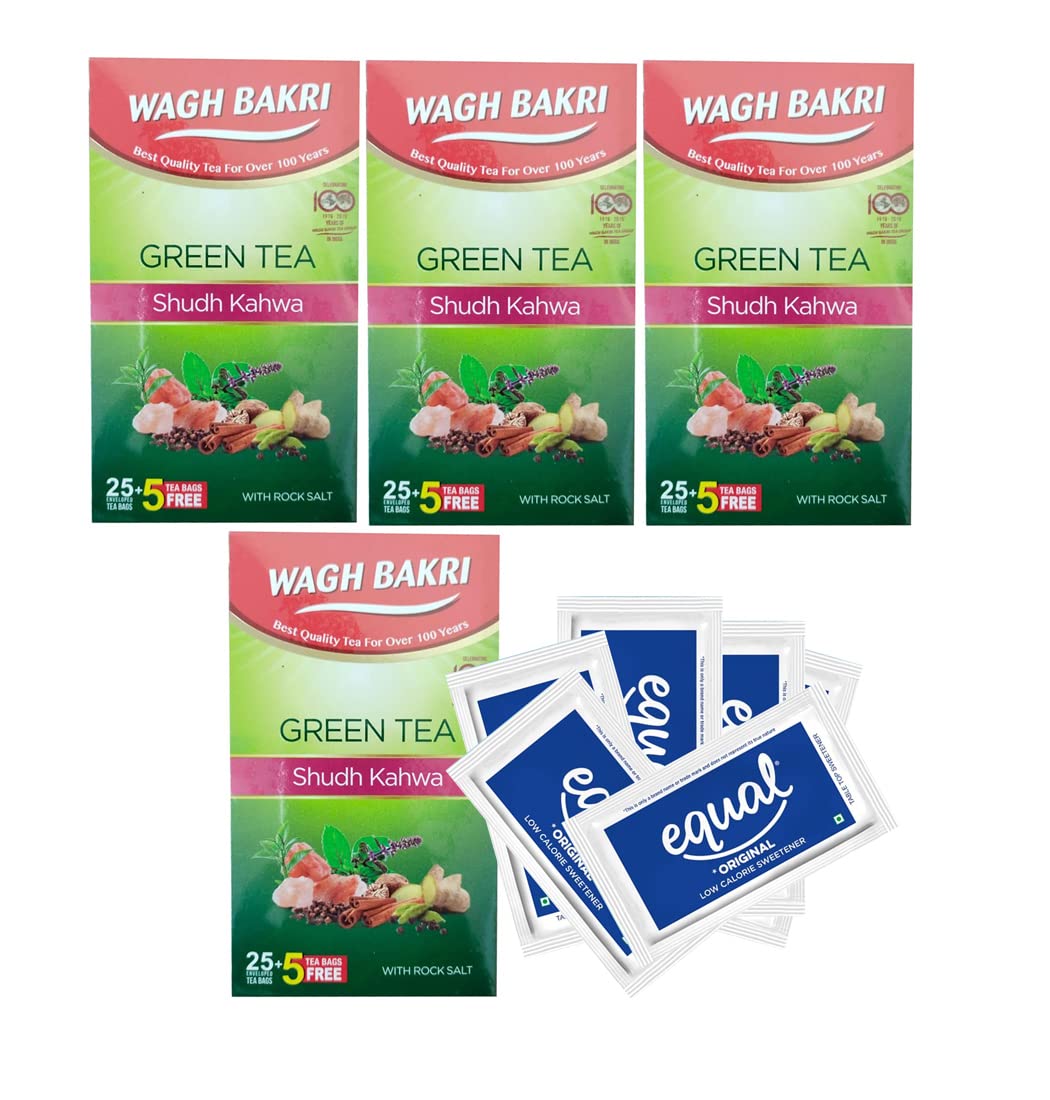 Wagh Bakri Shudh Kahwa 25 Tea Bags + 5 Tea bags Free (Pack of 4) With 5