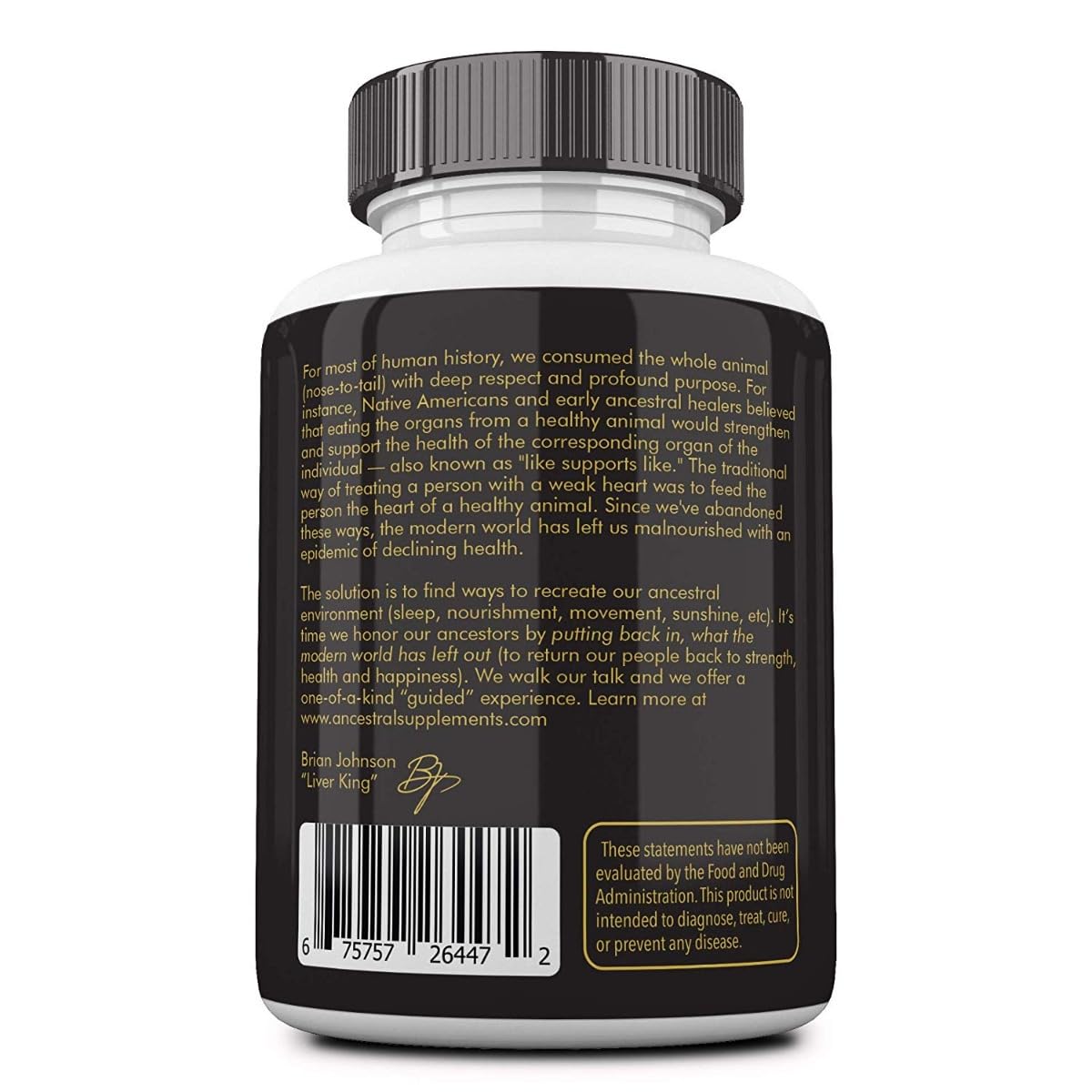 Ancestral Supplements, Optimierungsformel, Grasgefüttertes Rinderorgan-Präparat mit Leber, 180 Kapseln