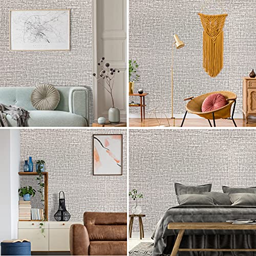 Wadile Grasscloth Peel And Stick Wallpaper 15.7In X 78.7In, Textured Contact Paper For Cabinets, Faux Linen Wall Paper Sticker Pull And Stick, Fabric Vinyl Wallpaper Self Adhesive Light Gray #TOP5