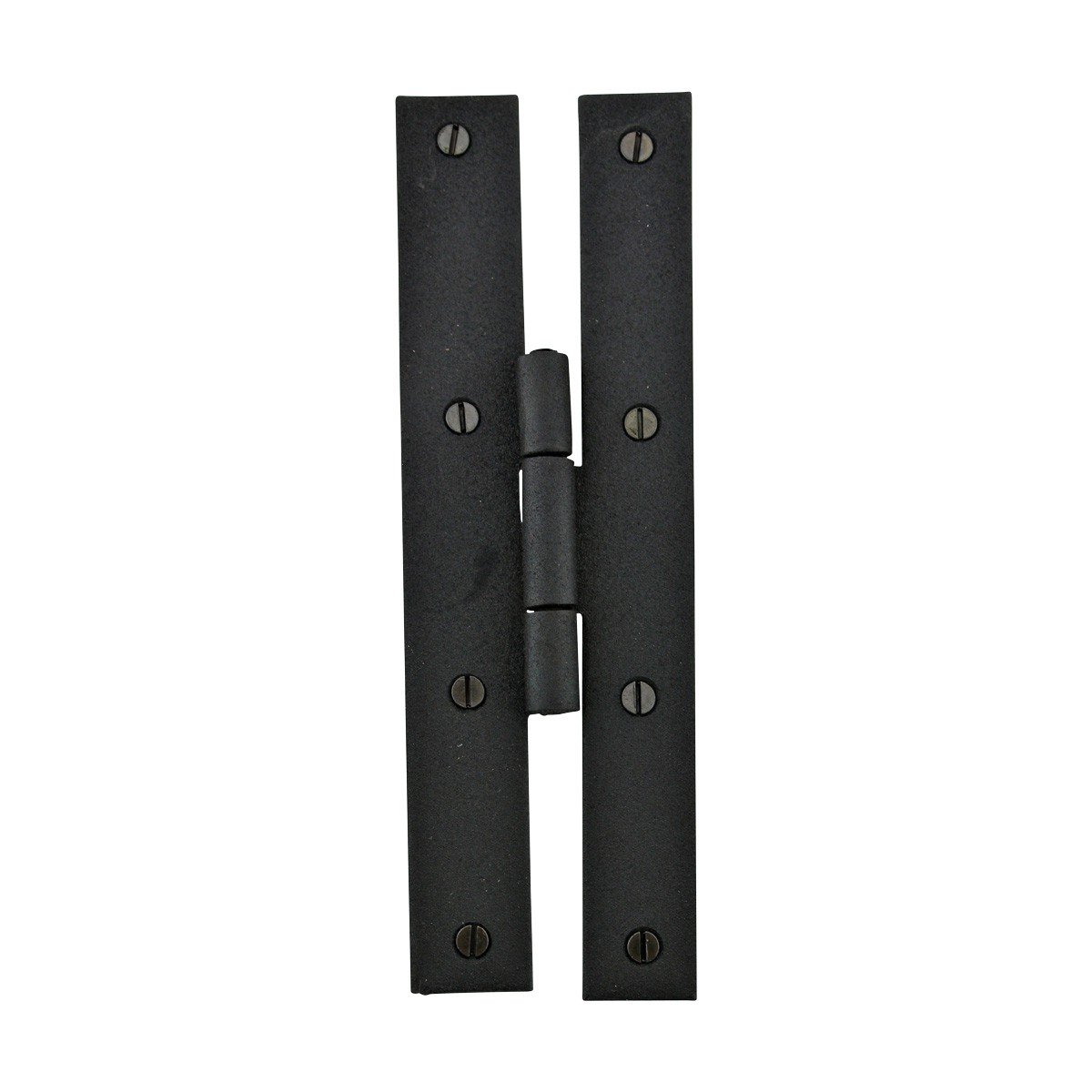 Renovator's Supply - Bisagras para puerta de hierro forjado (4 unidades, montaje al ras en H, diseño rústico colonial de 17,78 cm), color negro