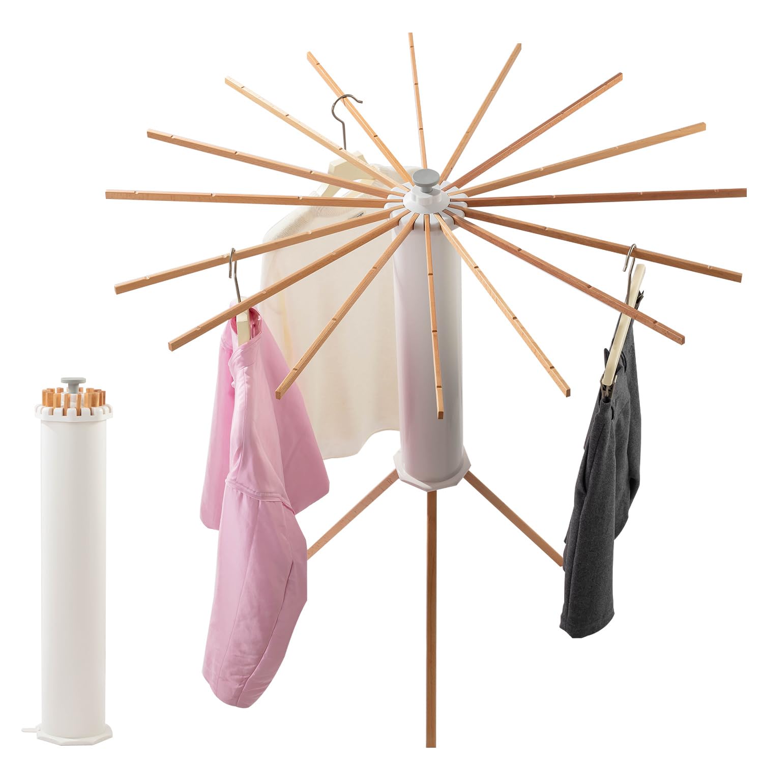 Clothes Drying Rack, Wood Garment Rack Portable and Foldable Space Saving Laundry Drying Rack - Wooden Drying Rack Clothing Floor Folding Balcony Bedroom Household