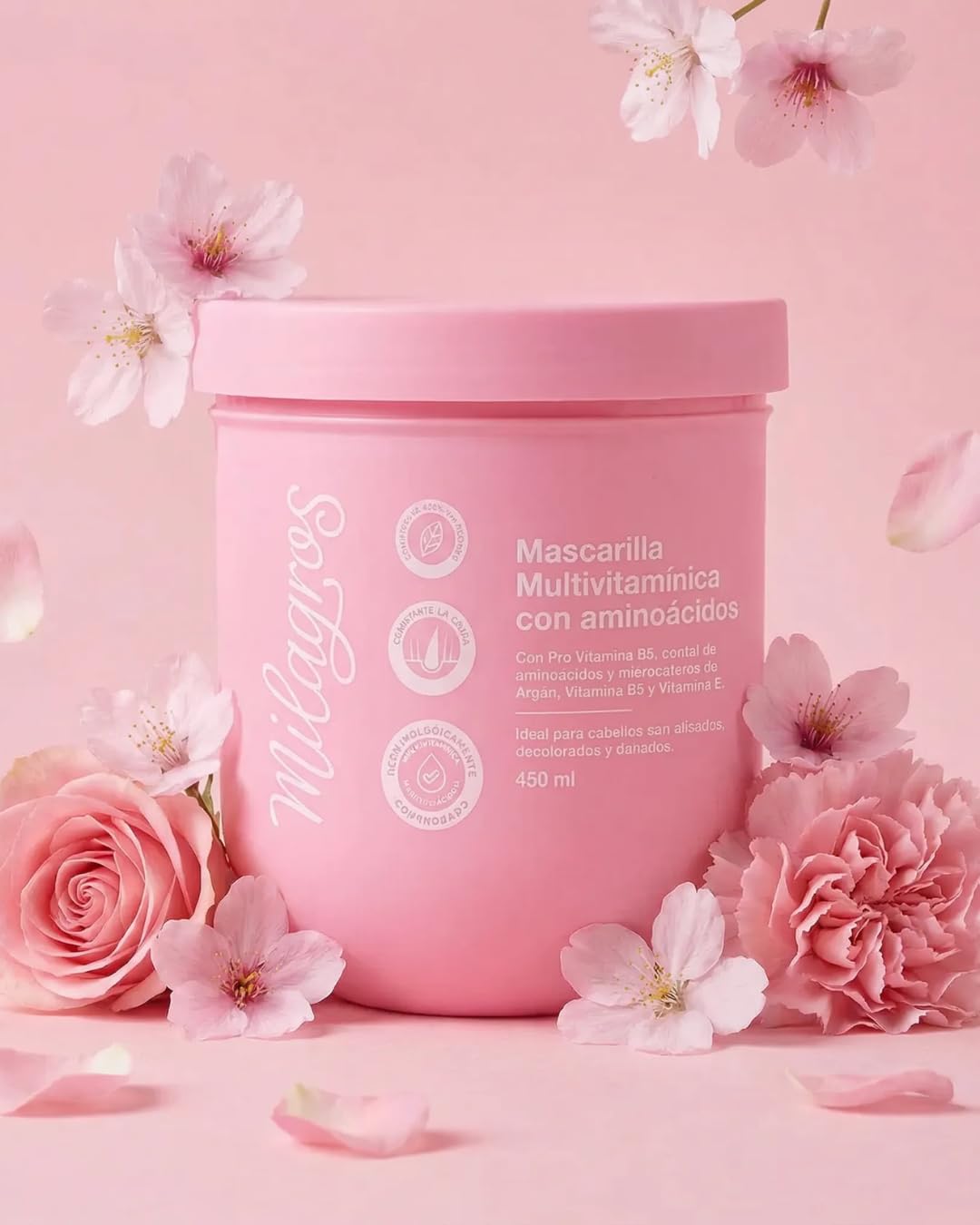 Mascarilla Capilar Multivitaminica Milagros - Multivitamin Hair Mask | Cuidado Capilar Milagros Anticaida, Recupera y fortalece el cabello with aminoacids and vitamin E 450g