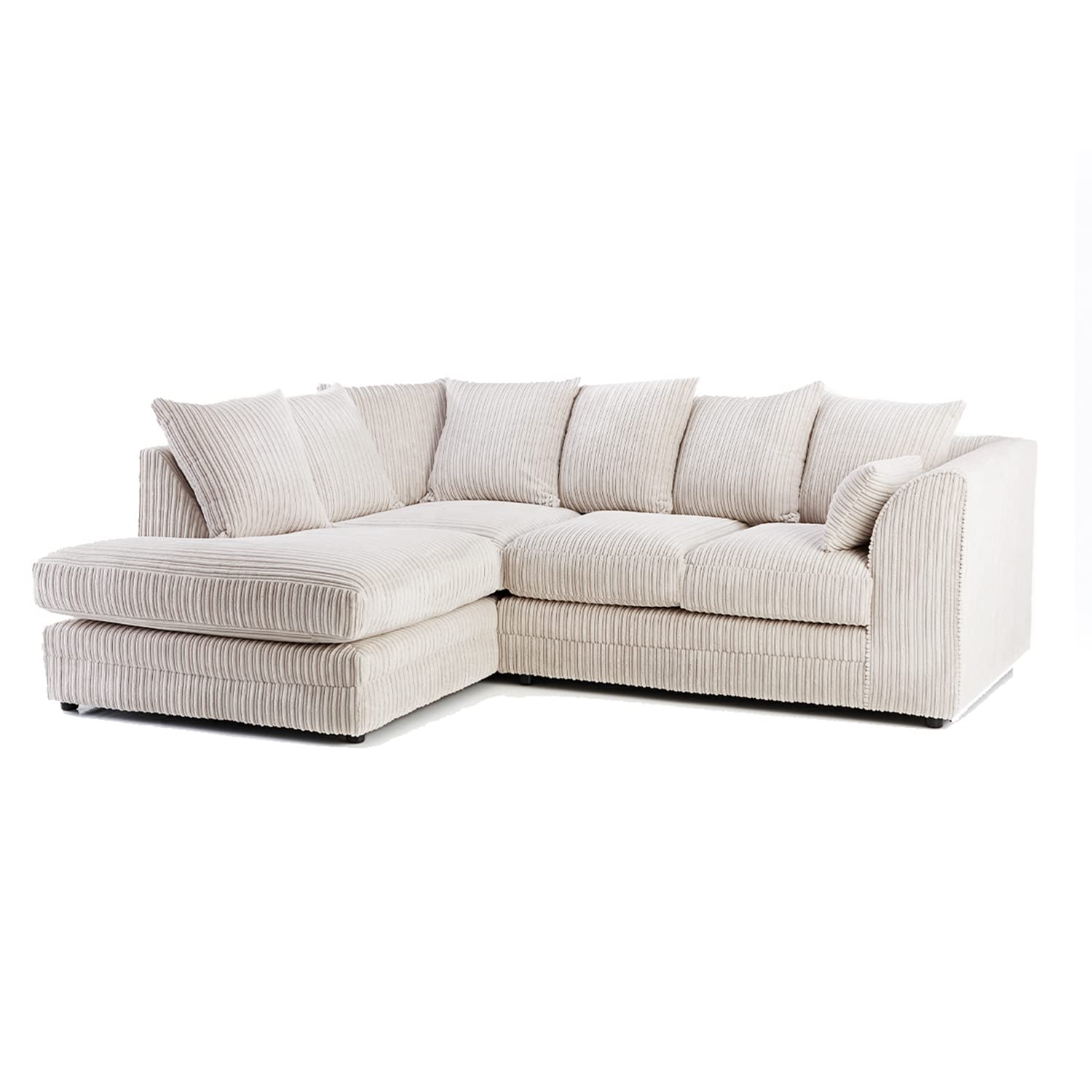 New Luxor Fabric Corner Sofa Cream | Soft Jumbo Cord 3-4 Seater Corner Sofa (Cream, Left Hand Facing)