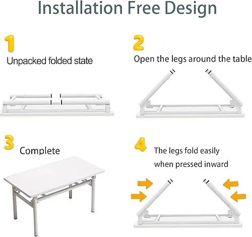 Miniatura 7 de Escritorio plegable pequeño para computadora de 39.4 pulgadas, no requiere montaje, mesa plegable pequeña, escritorio compacto que ahorra espacio