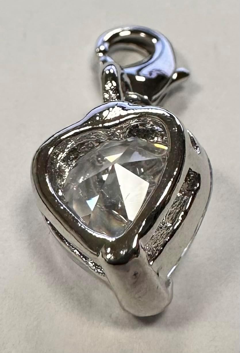 Quiges Crystal White Heart Cubic Zirconia Clip On Charm Pendant Silver Plated Women's Jewellery - Image 4