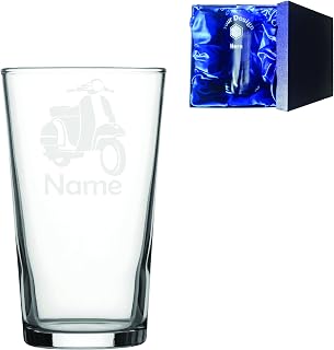 Laser Etched Personalised Scooter Whiskey/Highball/Pint/Tankard Glass