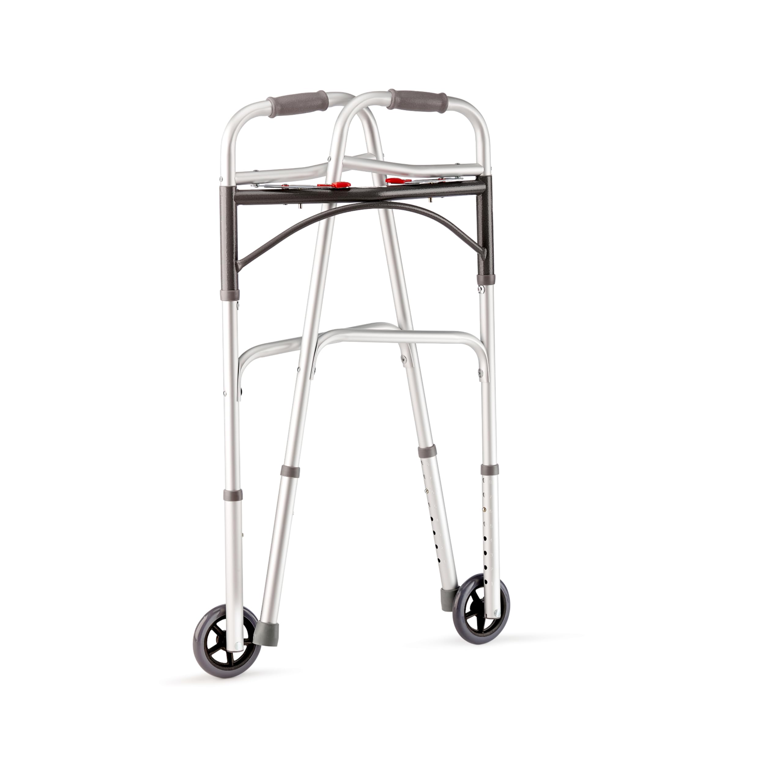Bastidor con ruedas, altura ajustable, plegable, ligero, marco de aluminio, Zimmer con mecanismo de plegado rápido y virolas antideslizantes