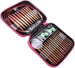 Circular Knitting Needle Set Bamboo, Interchangeable Carbonized Bamboo Needles Set Aluminum Circular Knitting Needles Ring Set, Knitting Kit