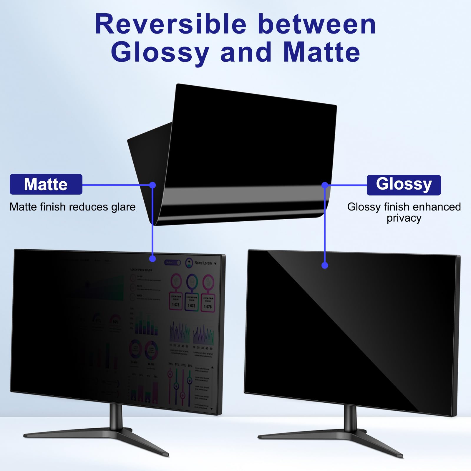 Filtro privacy per monitor del computer da 19 pollici per proporzioni 5:4, protezione degli occhi anti riflesso della luce blu, oscurante rimovibile anti spia desktop protezione filtro