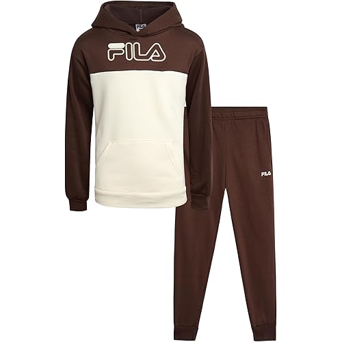 Fila Boys' Tracksuit Set - 2 Piece Performance Fleece Active Hoodie Sweatshirt and Jogger Sweatpants for Boys (Sizes: 8-12)