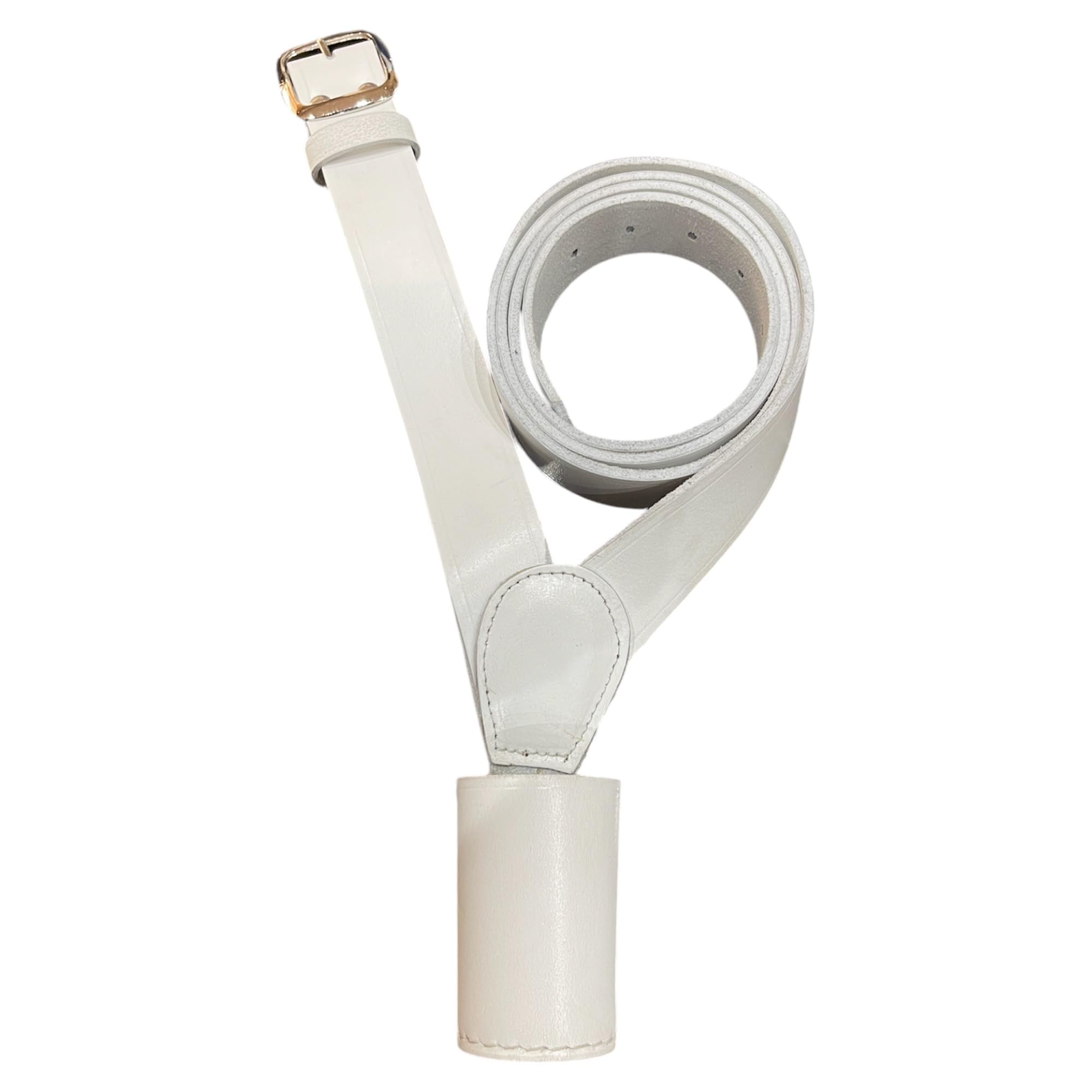 Support de ceinture en cuir blanc avec croix - Blanc, épaule droite, sangle réglable, boucle en laiton finition argentée, support de drapeau durable pour usage militaire, garde d'honneur et armée