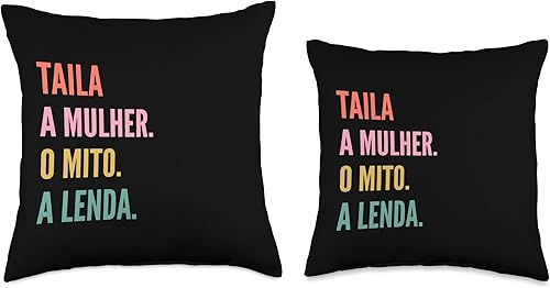 Miniatura 3 de Designs De Nomes Engraçados Para Mulher Funny Portuguese First Name Design-Taila Throw Pillow, 18x18, Multicolor