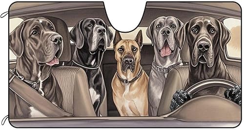 Miniatura 7 de CafeTime Parasol divertido para parabrisas de automóvil, Bull Terrier, parasol delantero de vehículo familiar, reflector de rayos UV, protector