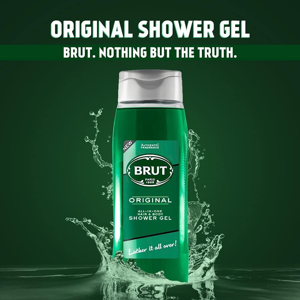 Br.ut. Original Hair & Body Shower Gel, Body Wash for Men, Authentic Fragrance, 16.90 Fl Oz