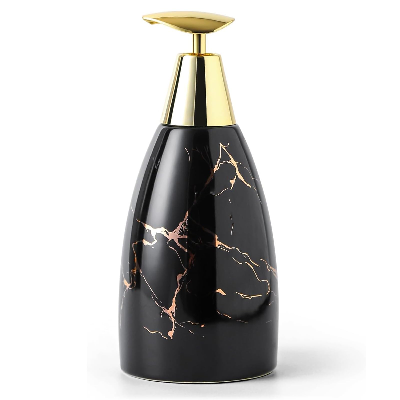 Kxaoxgrc Nero Glass Soap Lotion Dispenser Set, Hand Soap Dispenser Multicolor Ceramic Gold Rotary Pump Bathroom Kitchen Counter(Nero)
